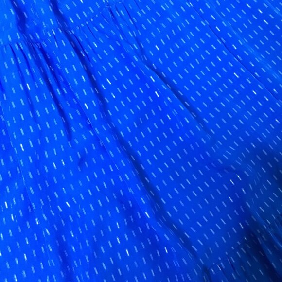 INTERMIX Silk Halter Cutout Maxi Dress Blue Smocked Tiered Lined Resort XS NWOT - Picture 11 of 12